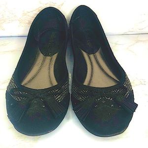 Black Patterned Flats - 6